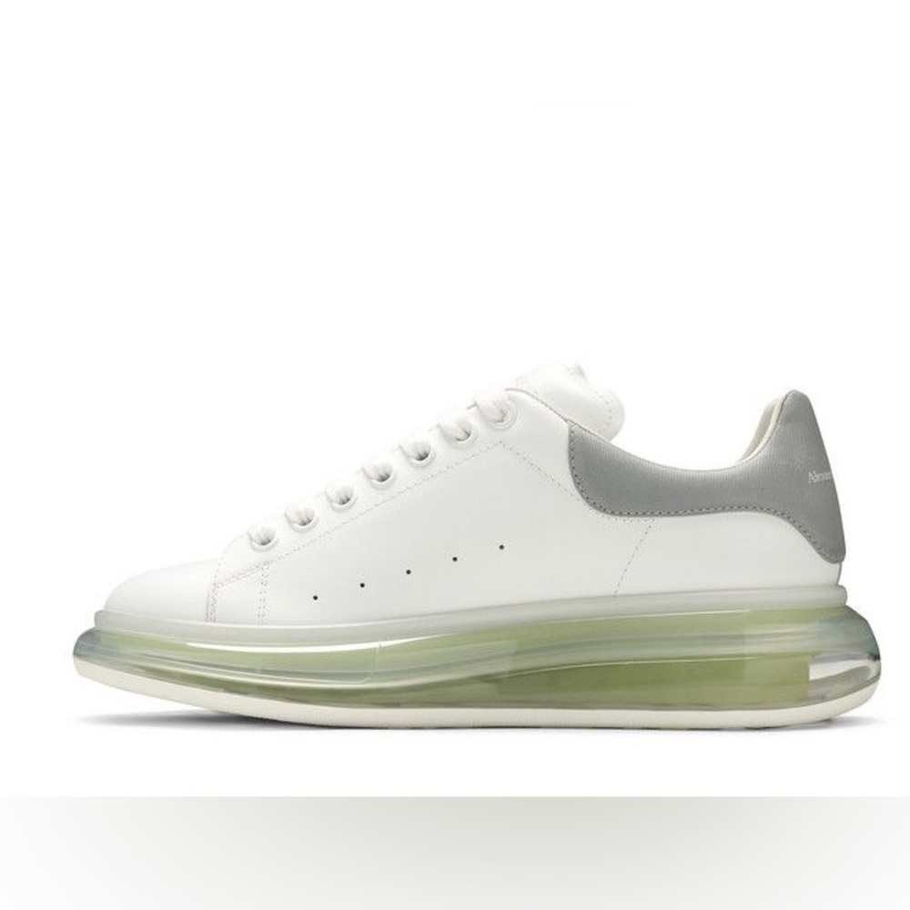 Alexander McQueen White and Gray Sneakers with Green Accents. Worn once. 37